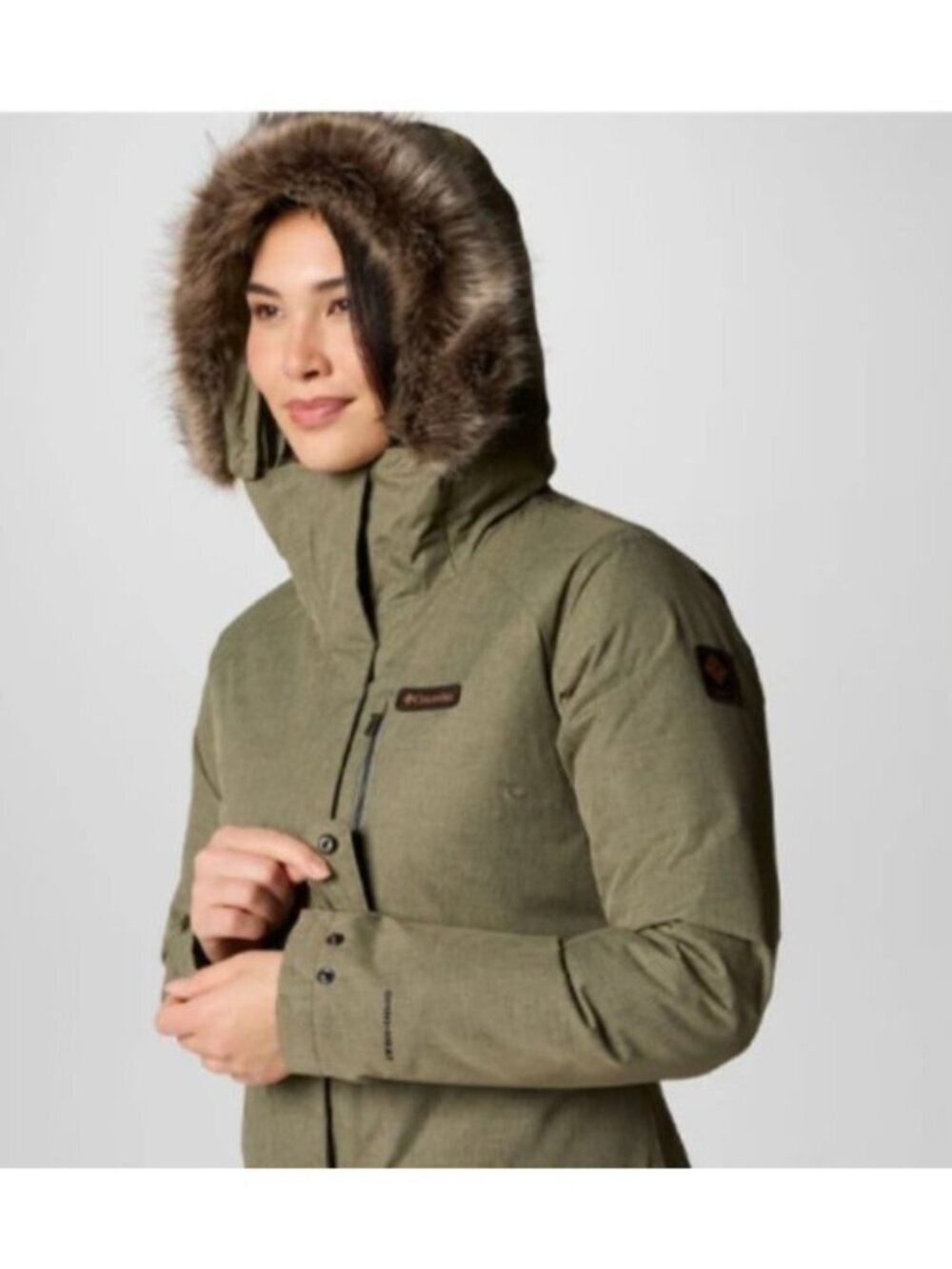 Columbia Omni-Heat Suttle Mountain Long Insulated Parka Jacket Women XL Green